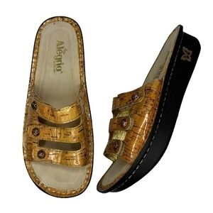 Alegria Fiona Shoes Cork Pattern Triple Strap Sandals Size EUR 40